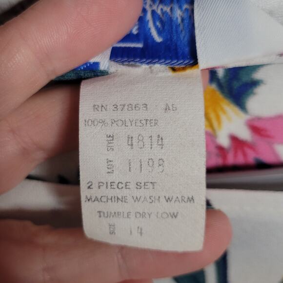 Vintage Sears Volup Flutter Split Sleeve Floral Blouse, Sz 14 - Picture 6 of 6